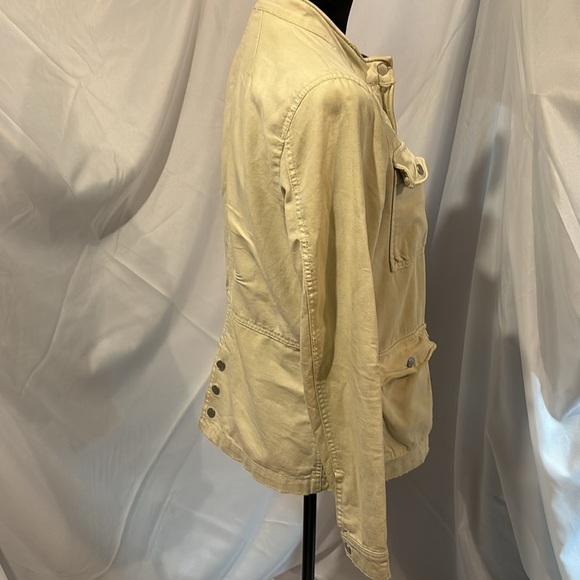 Free People Tan Military Style Distressed Jacket Size M - Picture 5 of 14